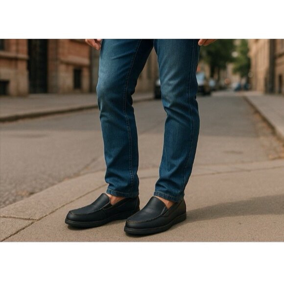 *BORN Caleb Moc Loafer Mens 11.5 Black Leather Comfort Shoe Slip On Normcore main image 7